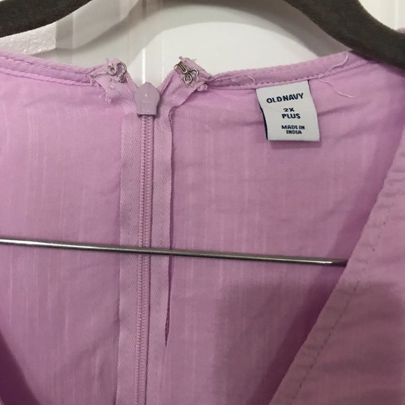 All cotton faux wrap dress in lavender size 2X - Picture 2 of 6